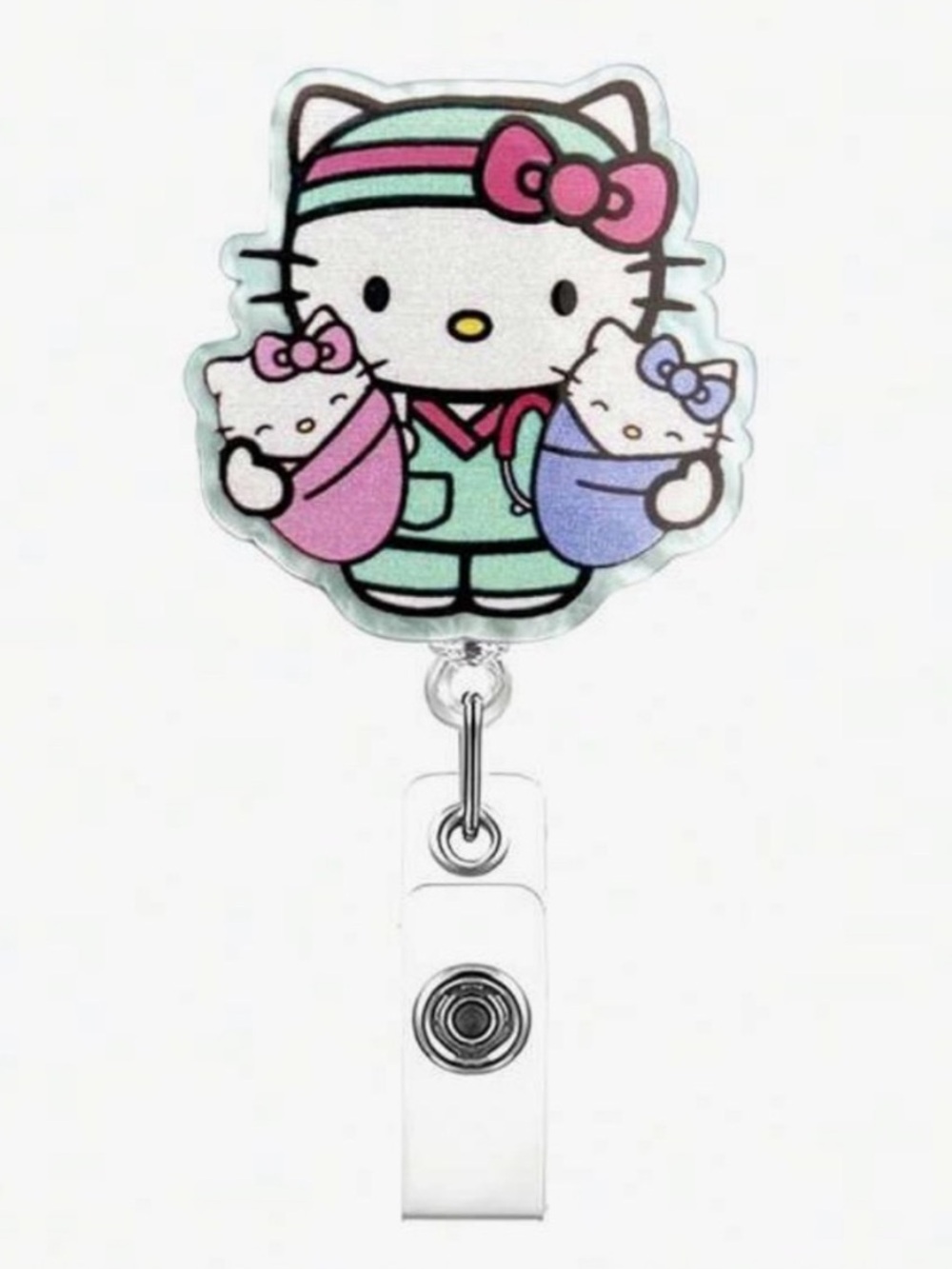 New Hello Kitty NICU L&D Baby Nurse Badge Reel Pediatric RN Medical ID Clip
C3